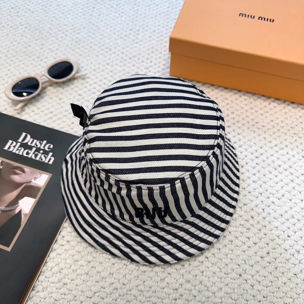 Miu Miu Off White Embroidered Logo Canvas Bucket Hat